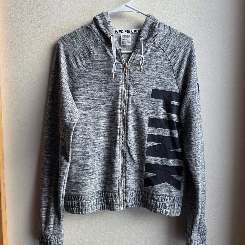 PINK Victoria's Secret Gray Zip Up Hoodie Size XS
